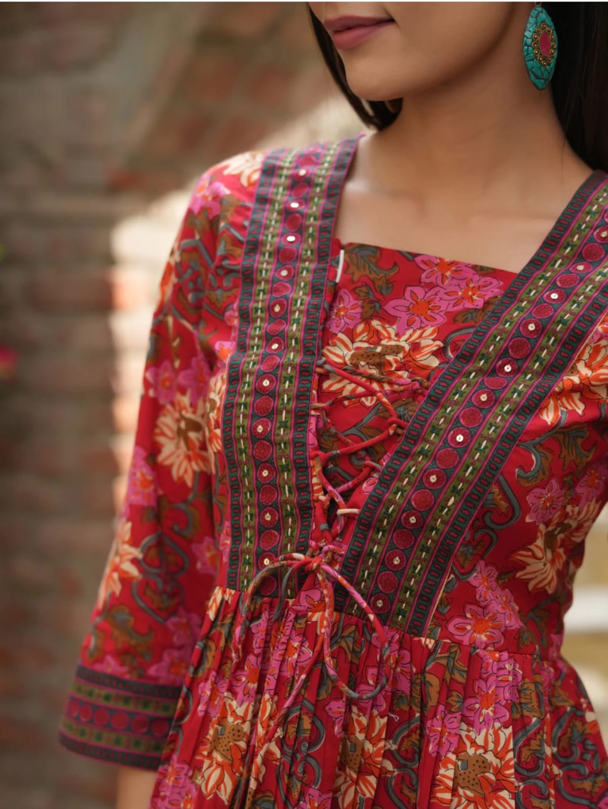 Floral Printed Peplum Cotton Kurti