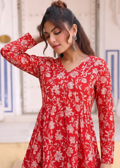 Alia V Neck Short Kurti
