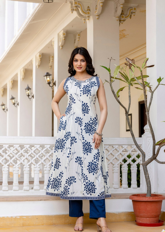 White Mirror Neck (Anarkali Suit)