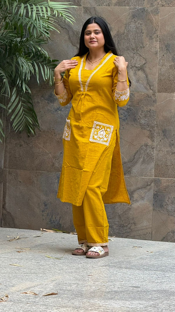 Double Pocket Embroidered Co-ord set