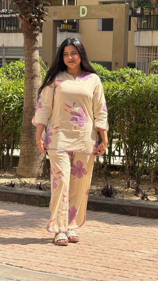 Beige Lavender Co-ord set