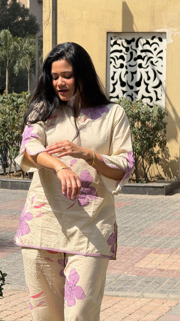 Beige Lavender Co-ord set