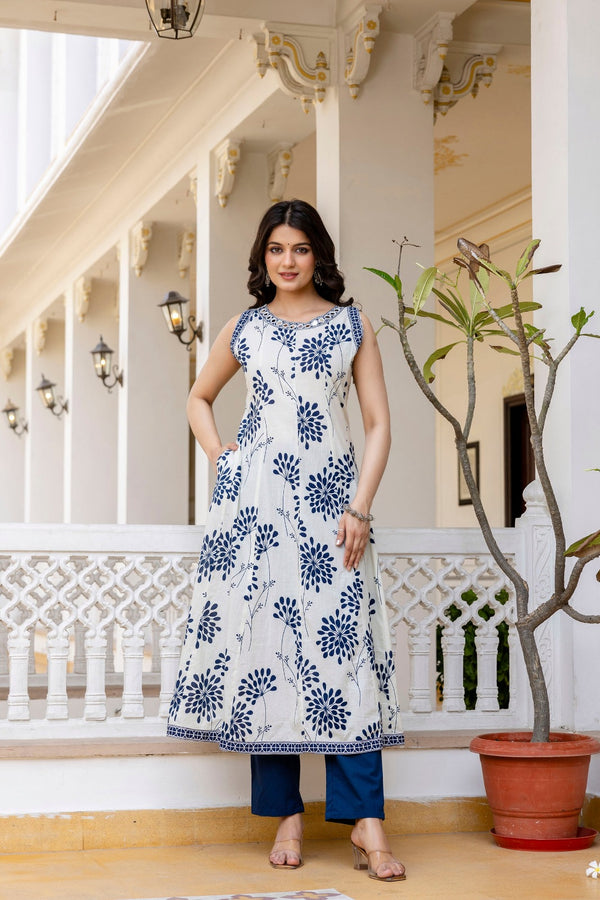 White Mirror Neck (Anarkali Suit)