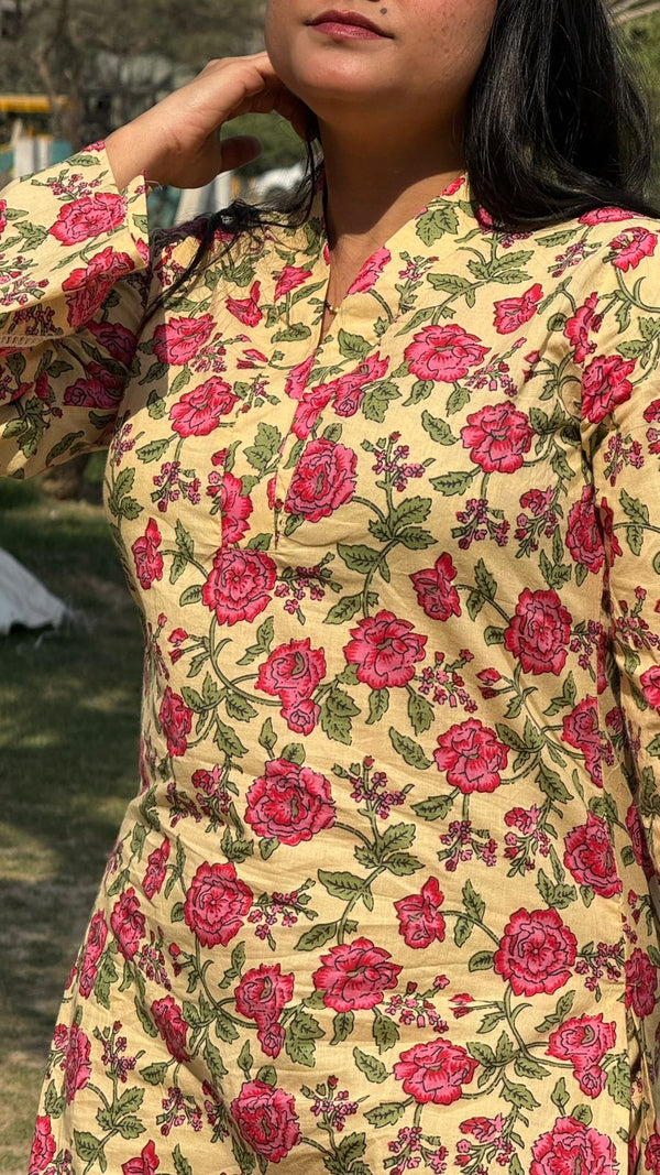 Yellow Flower Printed Co-ord set