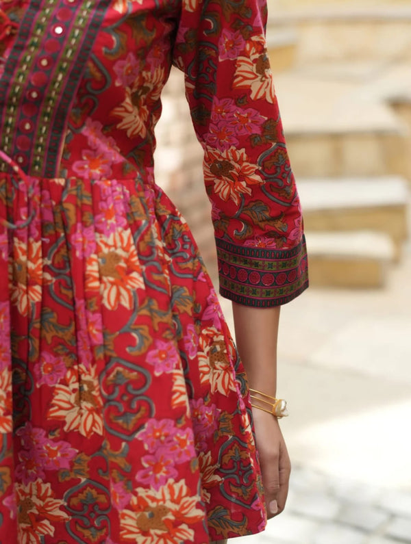 Floral Printed Peplum Cotton Kurti