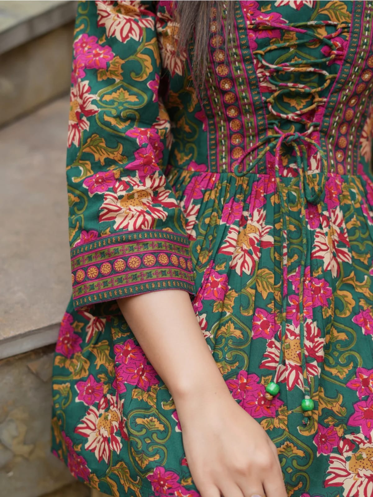 Floral Printed Peplum Cotton Kurti