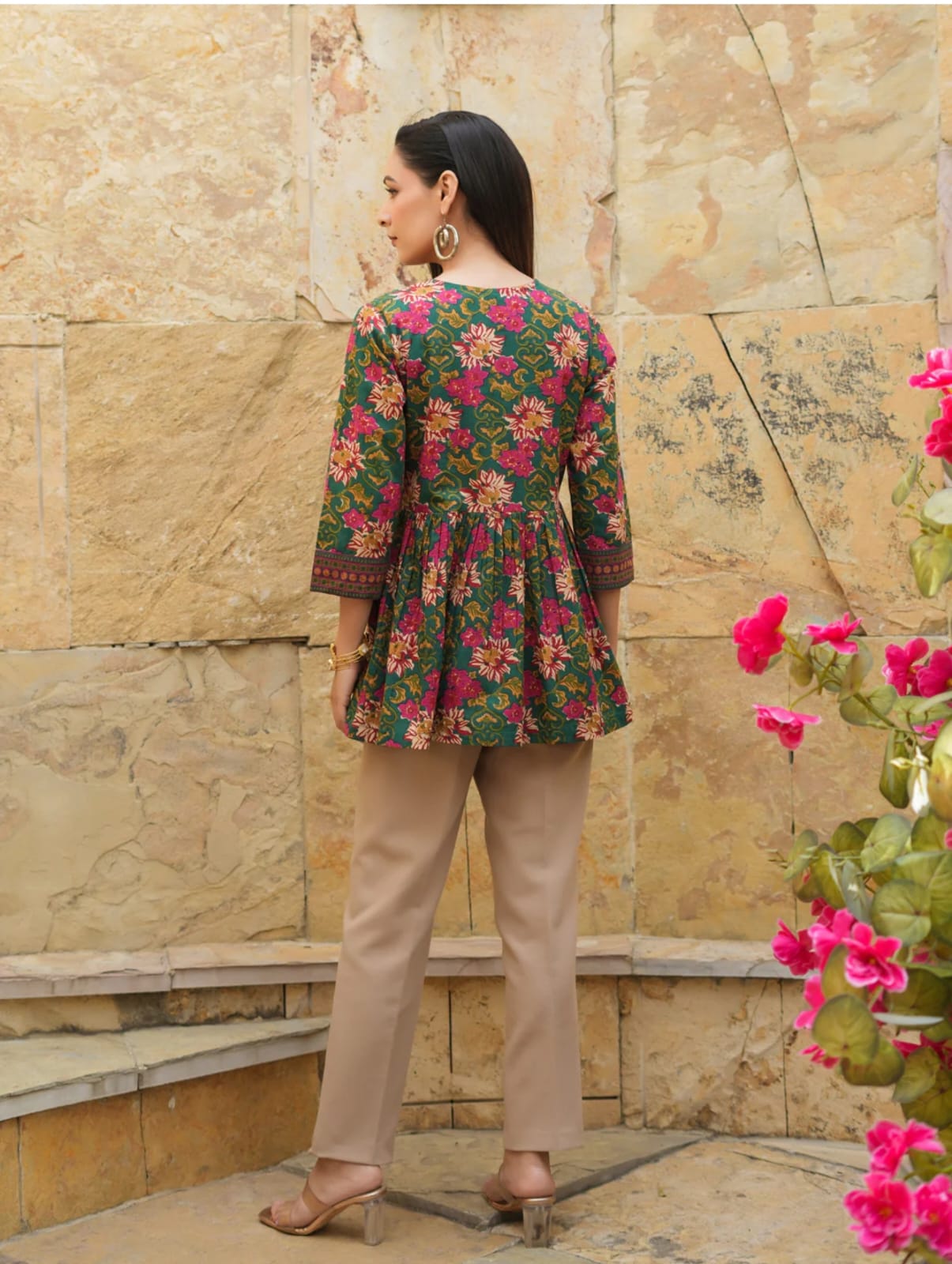 Floral Printed Peplum Cotton Kurti
