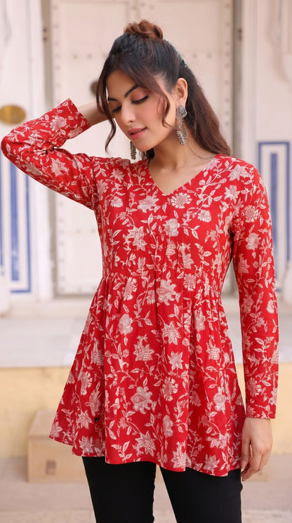 Alia V Neck Short Kurti