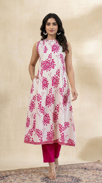 White Mirror Neck (Anarkali Suit)