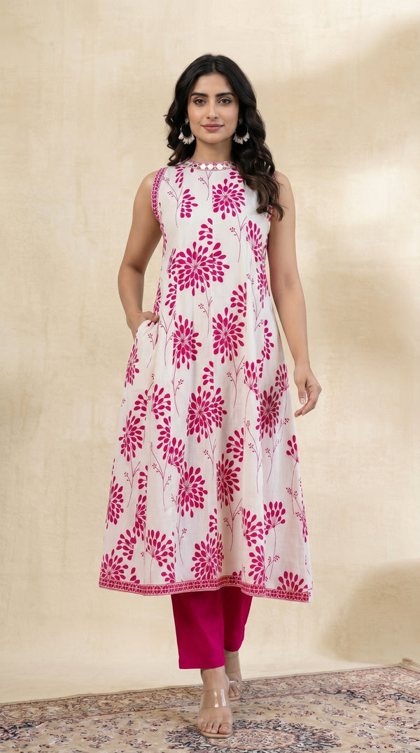 White Mirror Neck (Anarkali Suit)