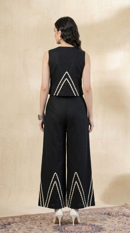 V-Neck Vest Coat Co-ord Set