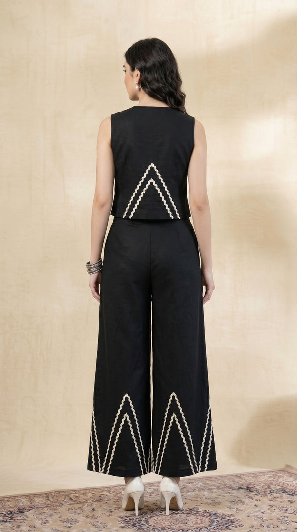 V-Neck Vest Coat Co-ord Set