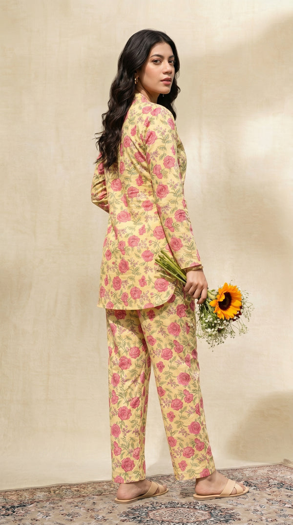 Yellow Flower Printed Co-ord set