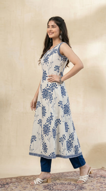 White Mirror Neck (Anarkali Suit)