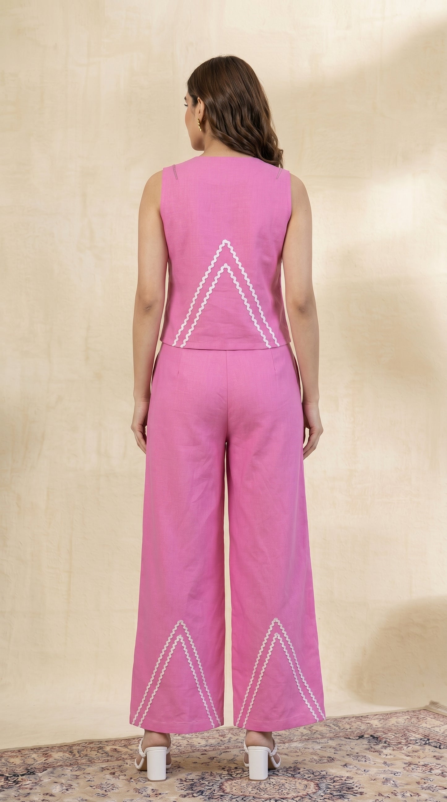 V-Neck Vest Coat Co-ord Set