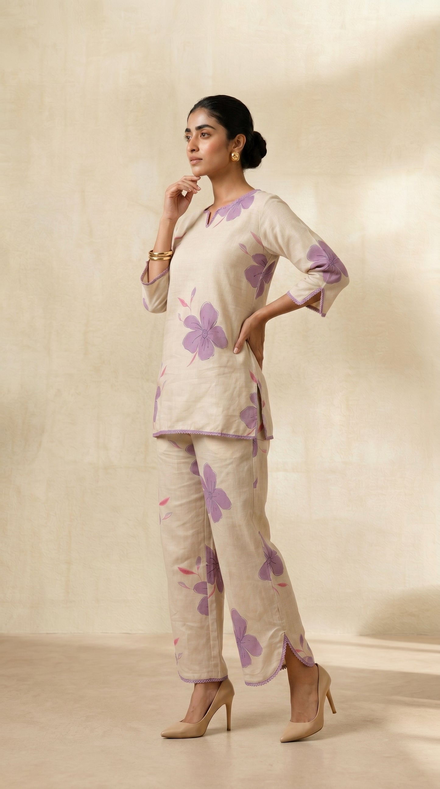 Beige Lavender Co-ord set