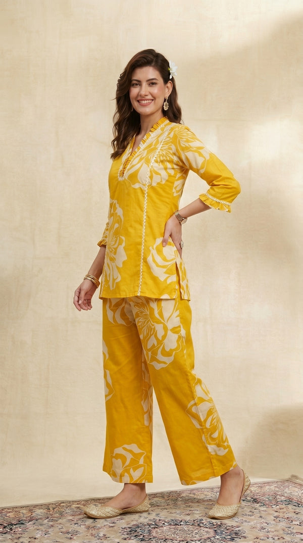 Yellow Printed Co-ord set