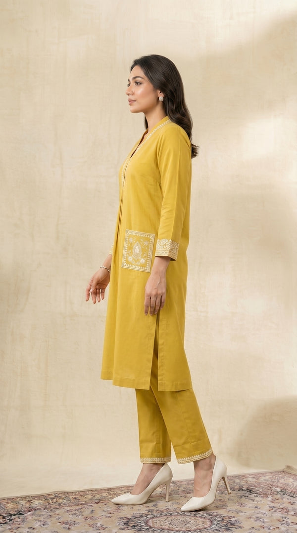 Double Pocket Embroidered Co-ord set